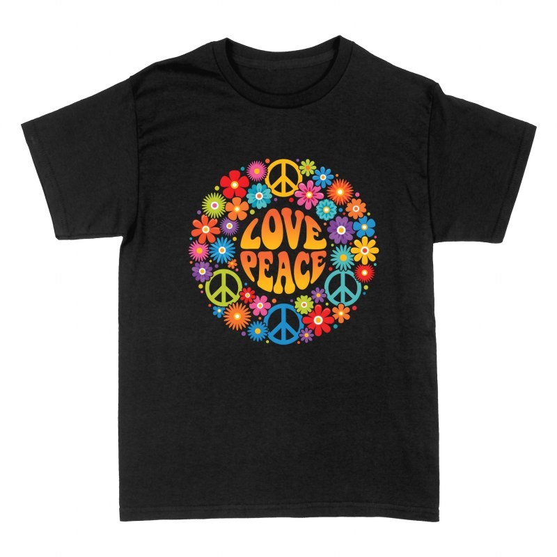 T-shirts: Love Peace Retro Groovy Floral