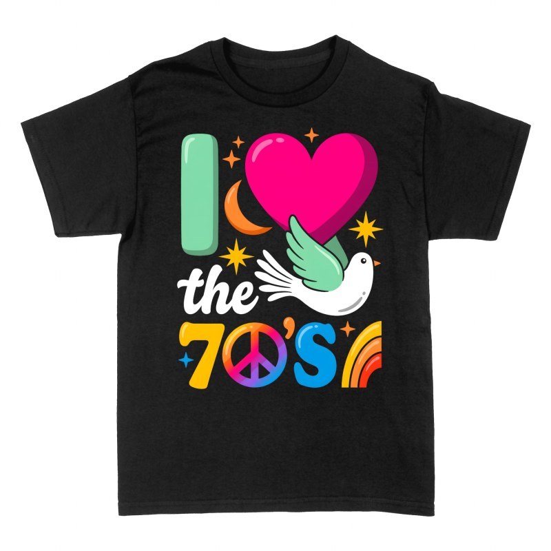 T-shirts: I Love the 70's Retro Heart Peace Dove