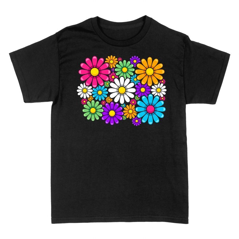 T-shirts: Retro Pop Colorful Daisy Pattern