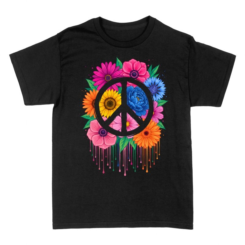 T-shirts: Peace Sign with Dripping Flowers
