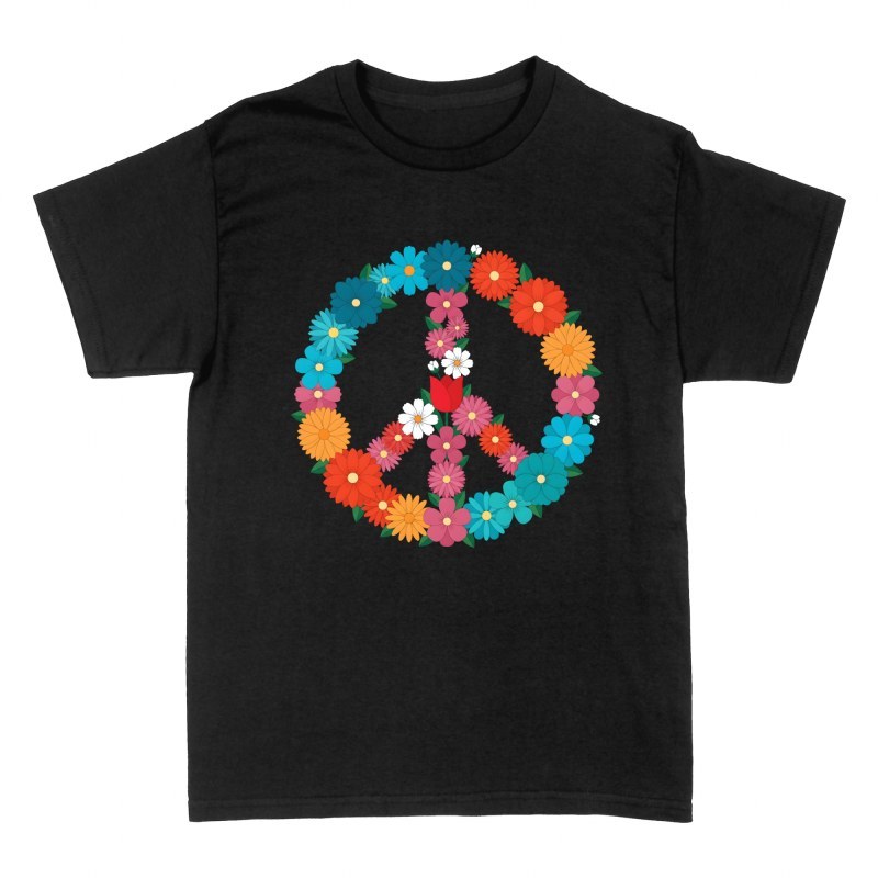 T-shirts: Colorful Floral Peace Sign