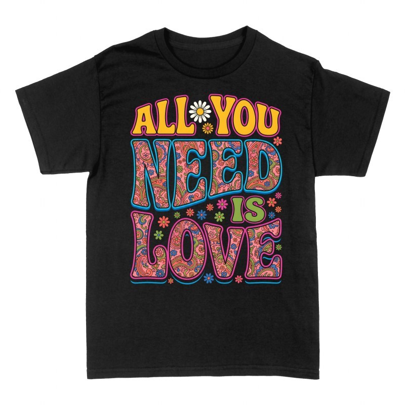 T-shirts: All You Need Is Love Retro Groovy Floral
