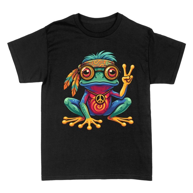 T-shirts: Psychedelic Frog with Peace Glasses