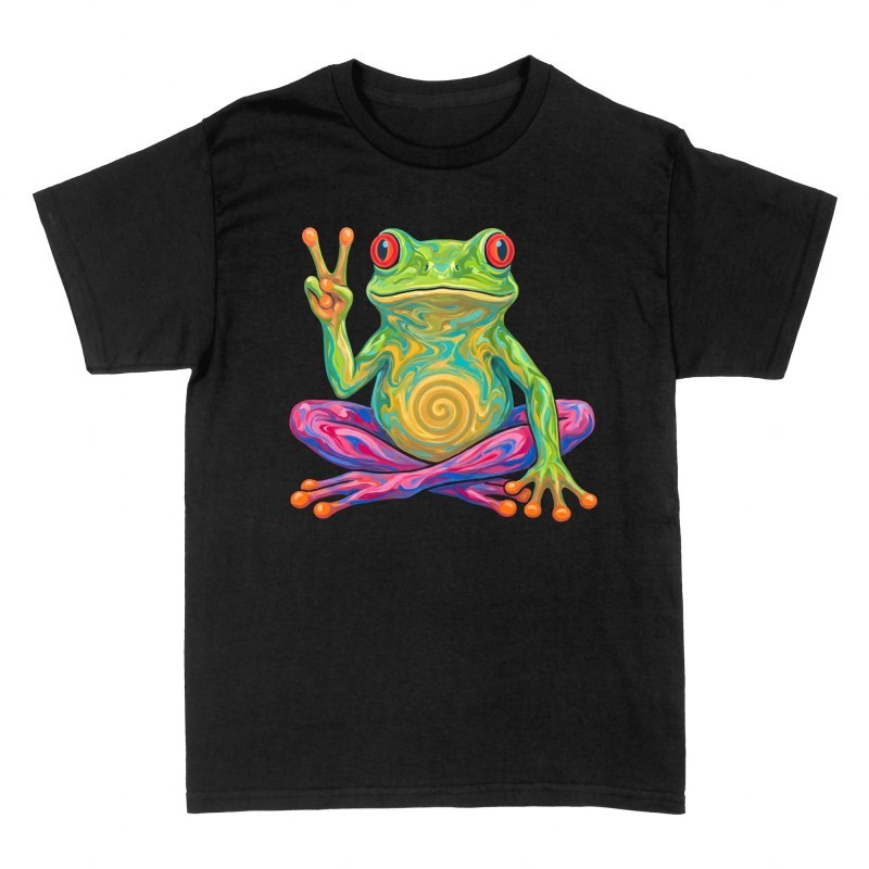 T-shirts: Psychedelic Peace Sign Frog Lotus