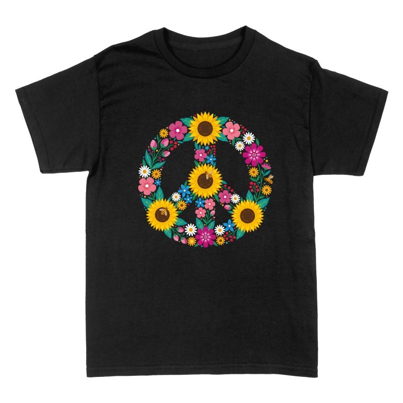 T-shirts: Sunflower & Bees Floral Peace Sign