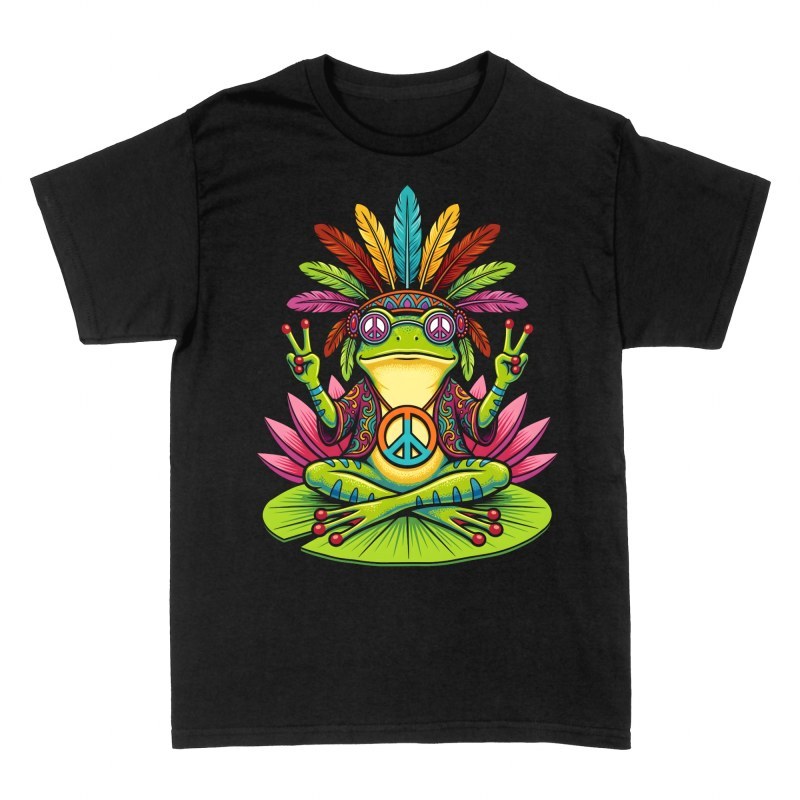T-shirts: Meditating Hippie Frog on Water Lily