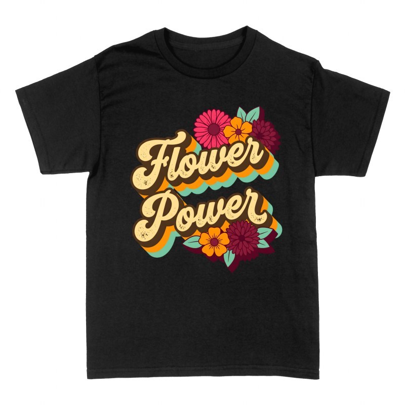 T-shirts: Flower Power 70s Floral Typography