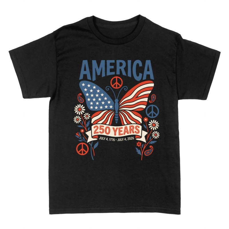 T-shirts: America 250 Years Hippie Butterfly