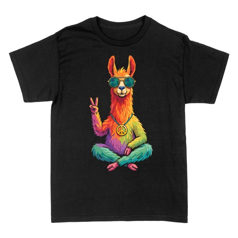 T-shirts: Meditating Hippie Llama with Peace Sign