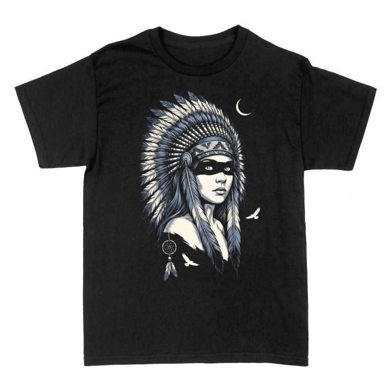 T-shirts: Native Warrior Woman with Feathers