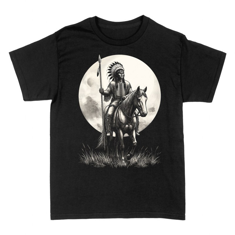 T-shirts: Native Warrior on Horseback under Moon