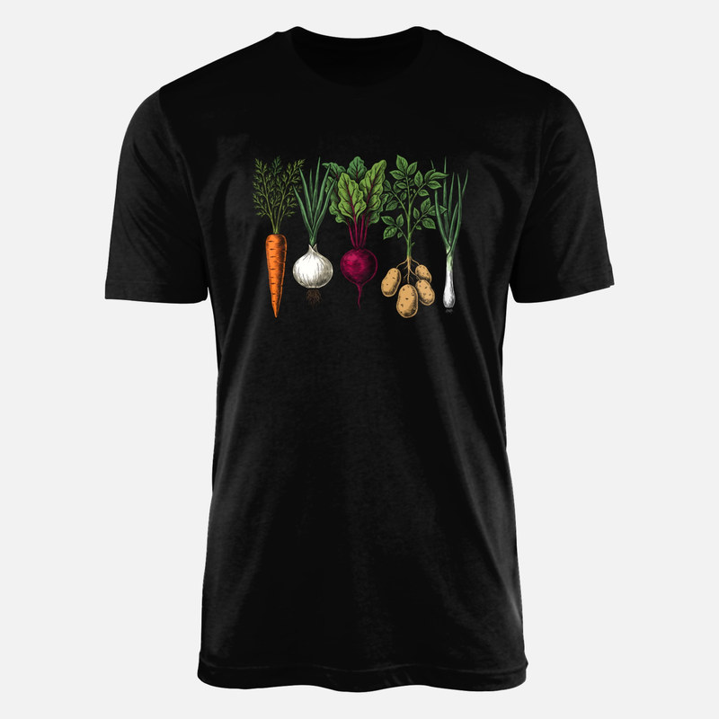 T-shirts: Botanical Root Vegetables Engraving