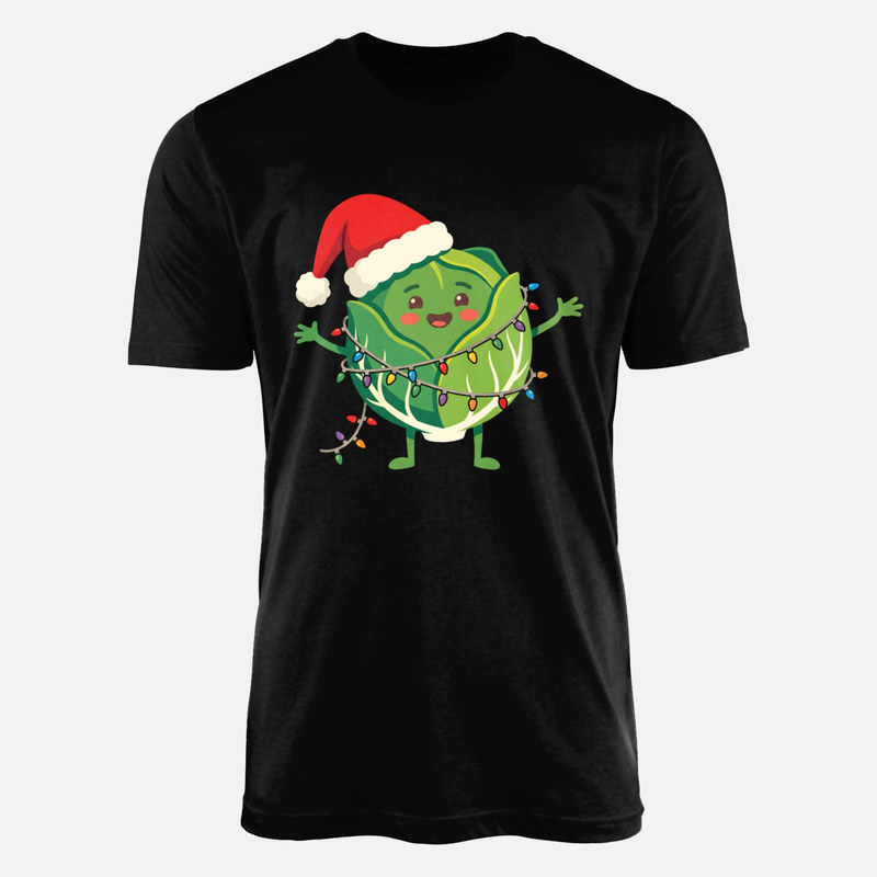 T-shirts: Brussels Sprout with Santa Hat &amp; Lights