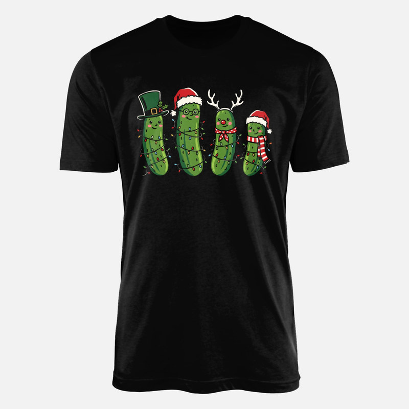 T-shirts: Christmas Festive Pickles with Fairy Lights