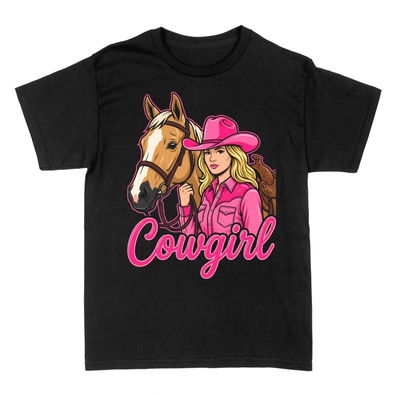 T-shirts: Cowgirl in Pink with Horse