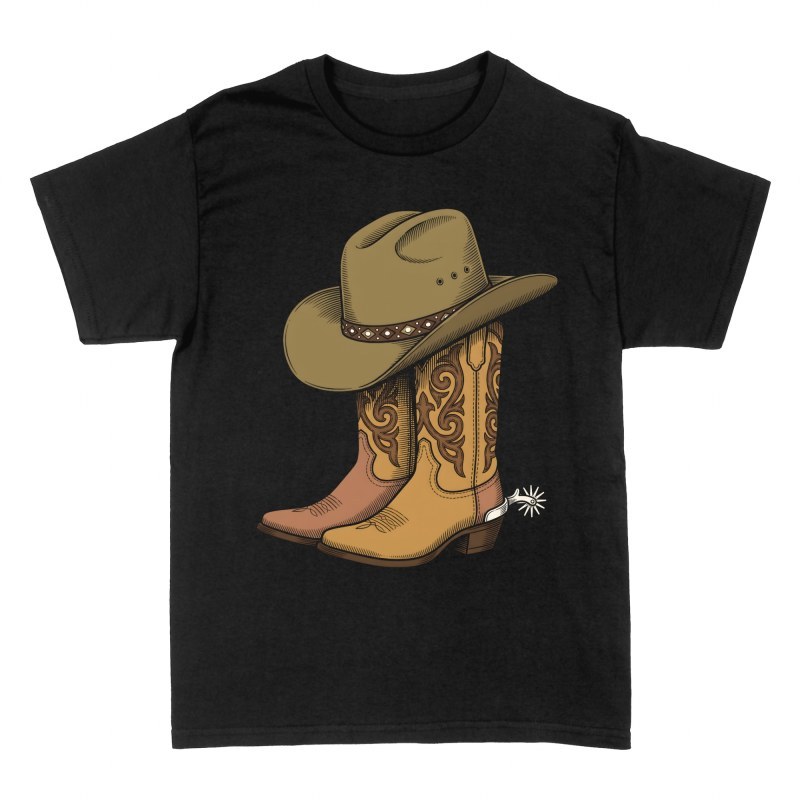 T-shirts: Western Boots with Spurs and Hat