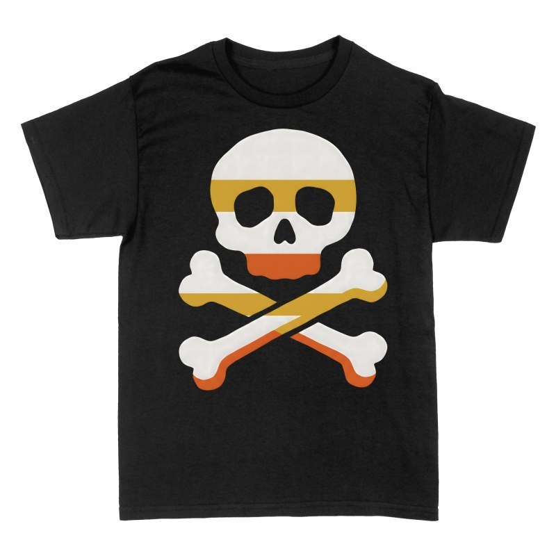 T-shirts: Retro Striped Pirate Skull