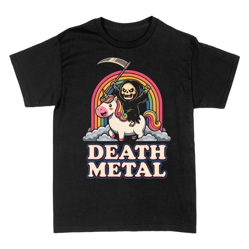 T-shirts: Death Metal Grim Reaper on Unicorn