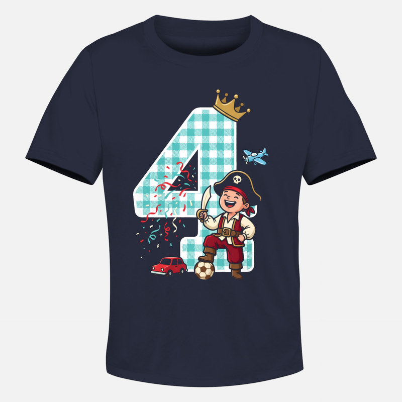 T-shirts: 4th Birthday Pirate Boy with Crown