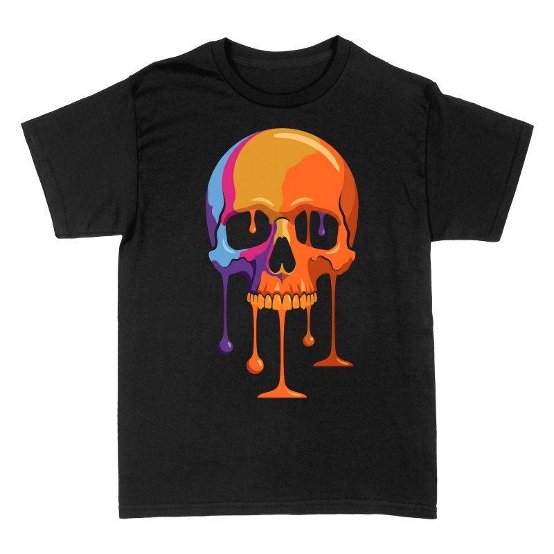 T-shirts: Colorful Dripping Melting Skull