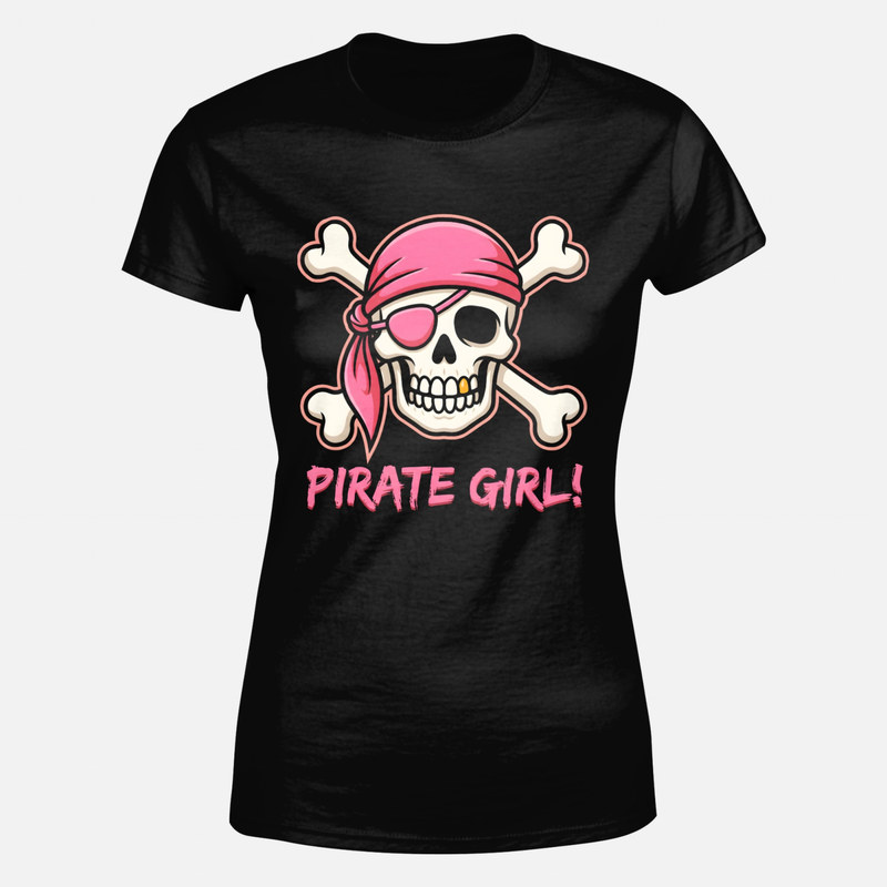 T-shirts: Pirate Girl Skull and Crossbones