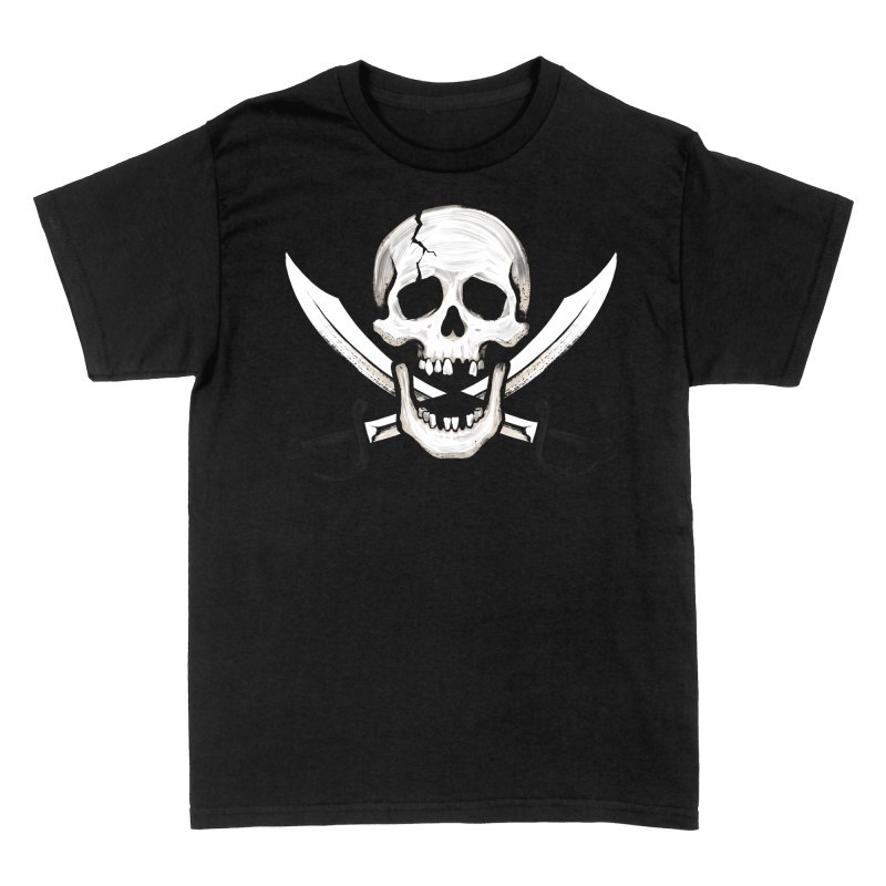 T-shirts: Cracked Skull with Crossed Sabers