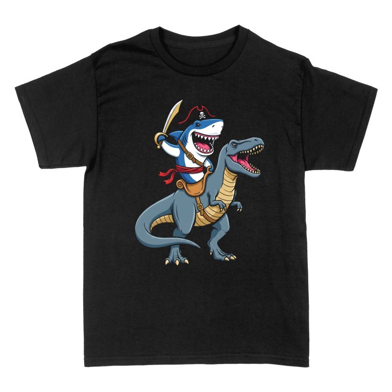 T-shirts: Pirate Shark Riding T-Rex