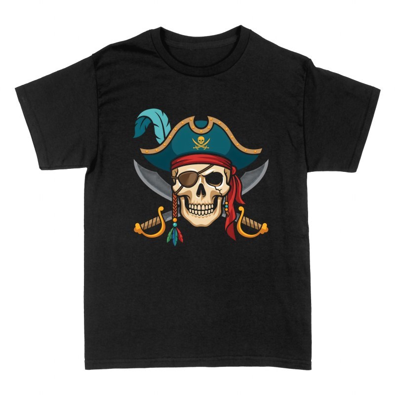 T-shirts: Pirate Captain Skull with Crossed Swords