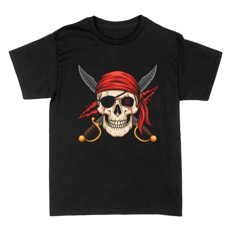 T-shirts: Vintage Jolly Roger Skull and Crossed Swords
