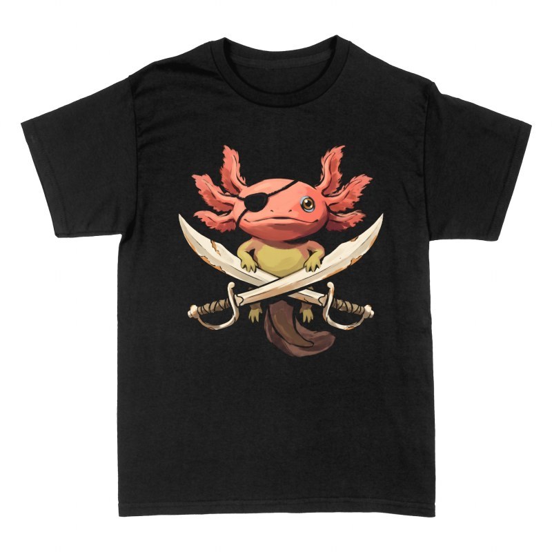 T-shirts: Pirate Axolotl with Crossed Swords