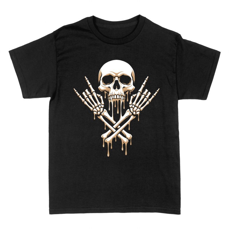 T-shirts: Melting Rock Skull Horns