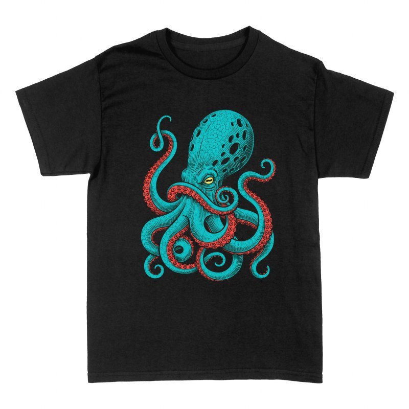 T-shirts: Vintage Kraken Giant Octopus