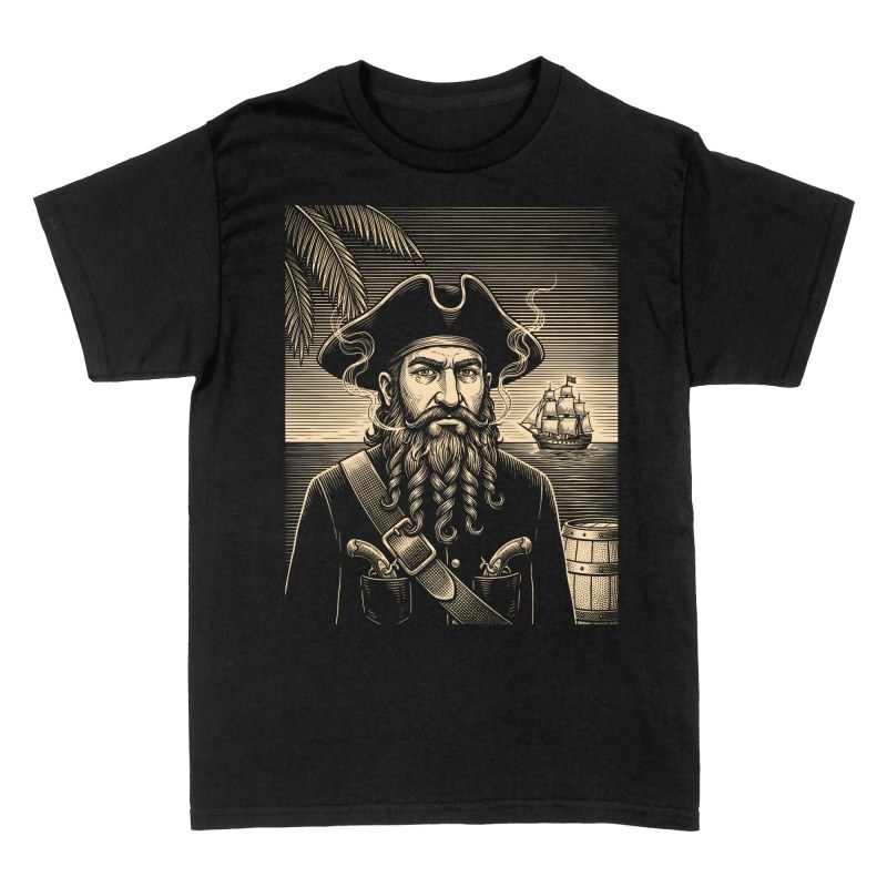 T-shirts: Vintage Blackbeard Pirate Woodcut
