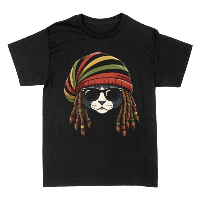 T-shirts: Rasta Cat with Sunglasses