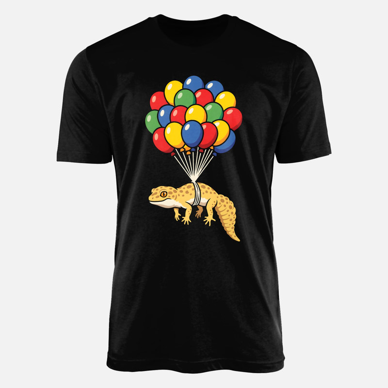 T-shirts: Floating Leopard Gecko with Balloons