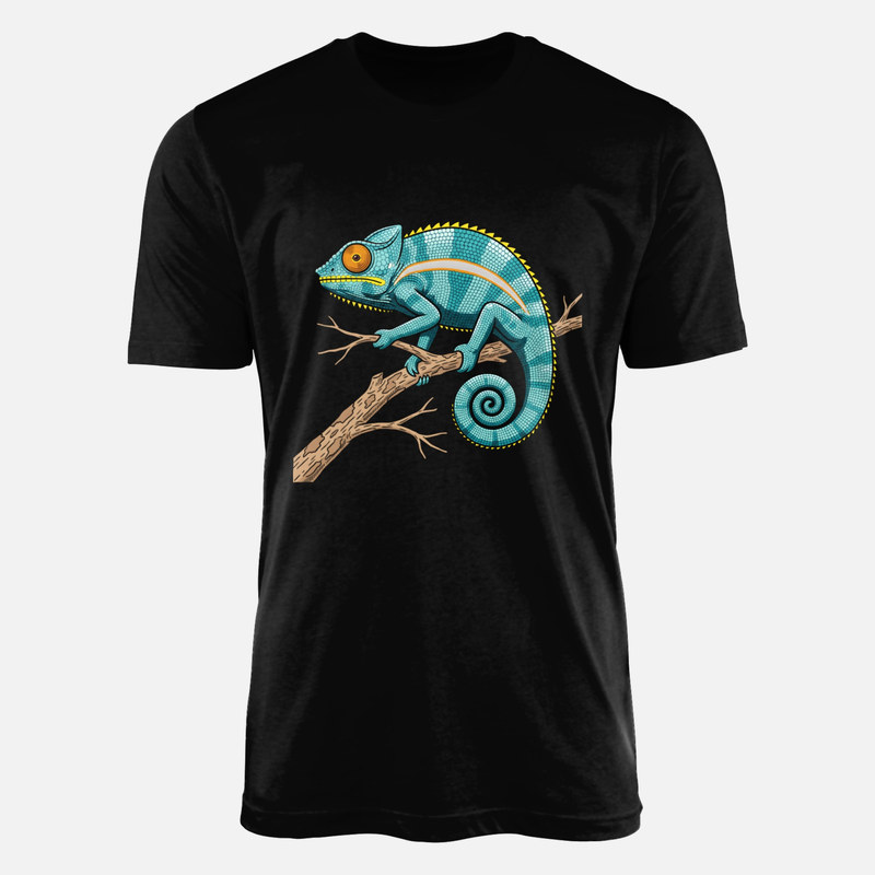 T-shirts: Turquoise Chameleon on Branch