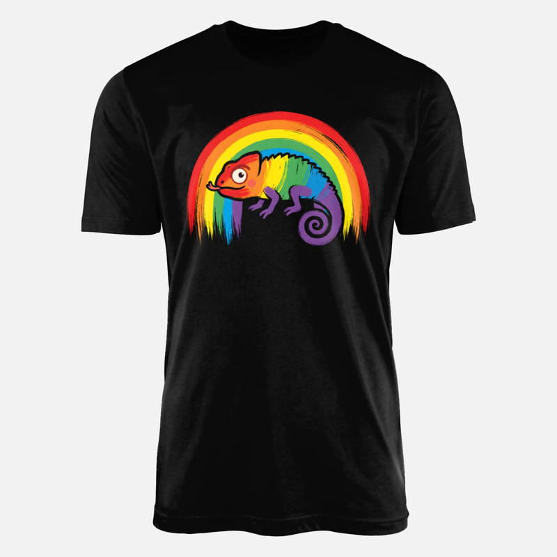 T-shirts: Rainbow Chameleon Brush Stroke