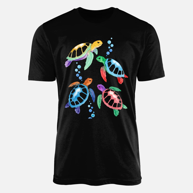 T-shirts: Watercolor Swimming Sea Turtles