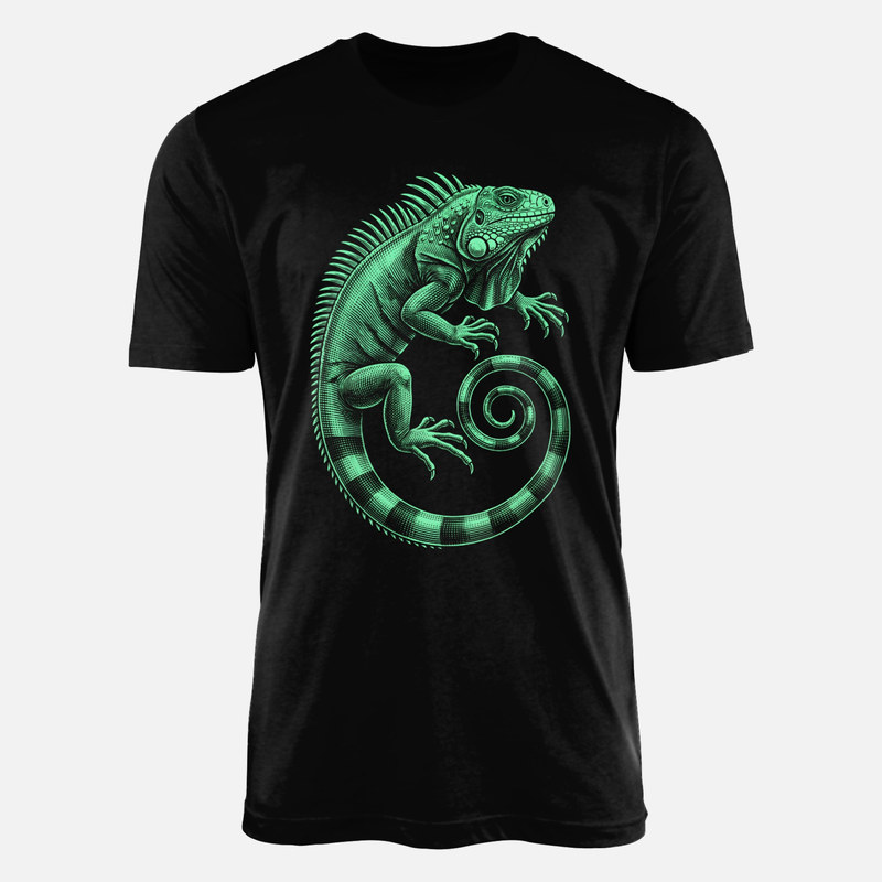 T-shirts: Vintage Engraved Iguana