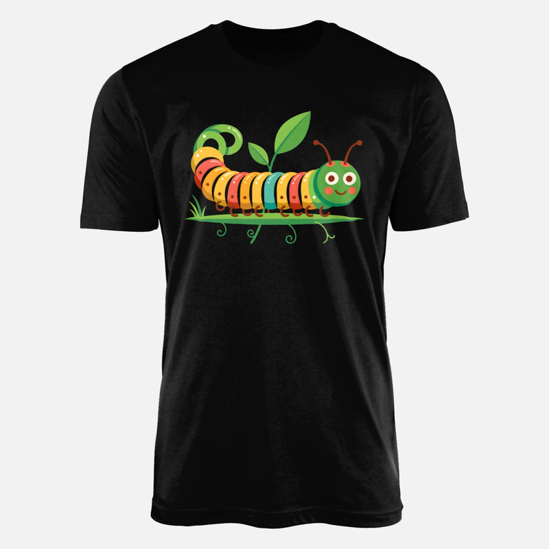 T-shirts: Happy Colorful Caterpillar on Leaf