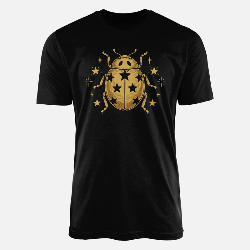 T-shirts: Golden Celestial Ladybug with Stars
