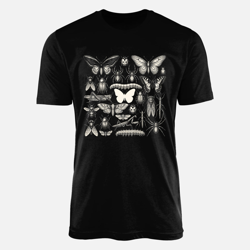 T-shirts: Vintage Insects Engraving &amp; Butterfly