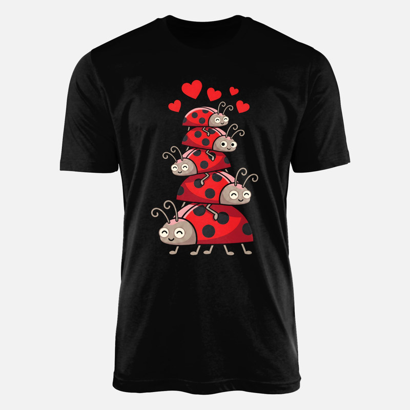 T-shirts: Stacked Kawaii Ladybugs with Hearts
