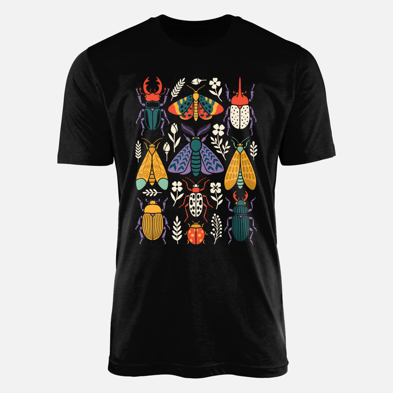 T-shirts: Botanical Insects and Moths Pattern