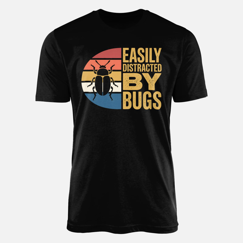 T-shirts: Easily Distracted By Bugs Retro Sunset
