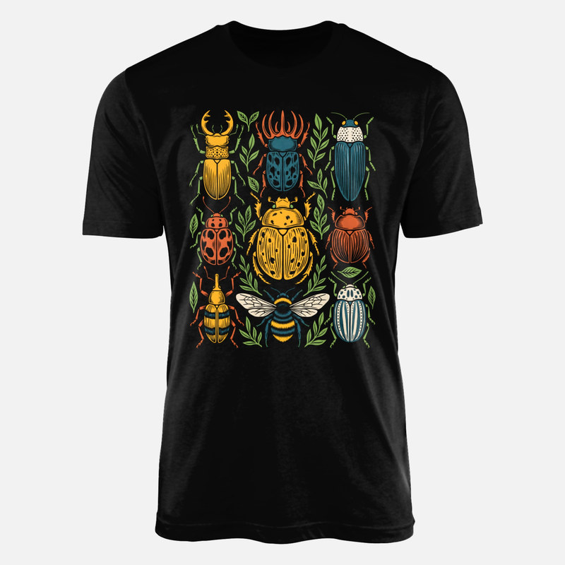 T-shirts: Vintage Beetles and Bumblebee Pattern
