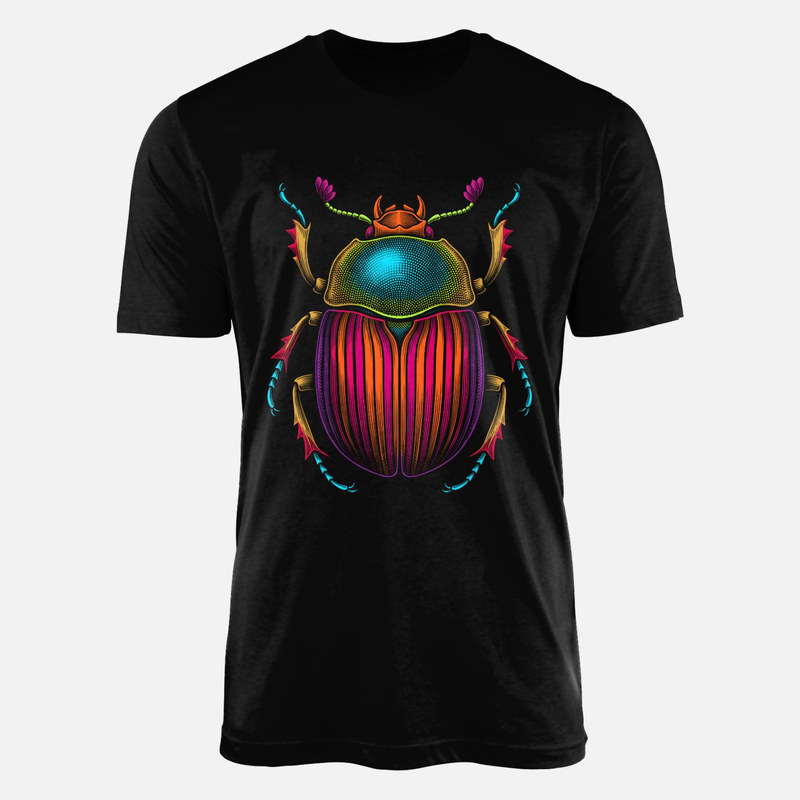 T-shirts: Psychedelic Halftone Engraved Beetle