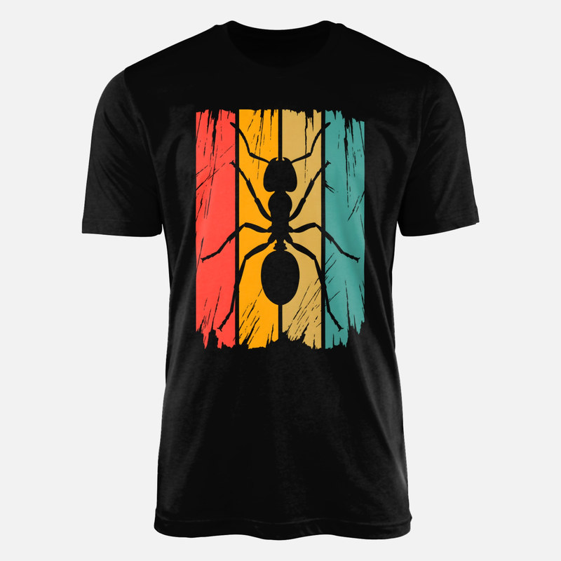 T-shirts: Retro Ant Silhouette Stripes