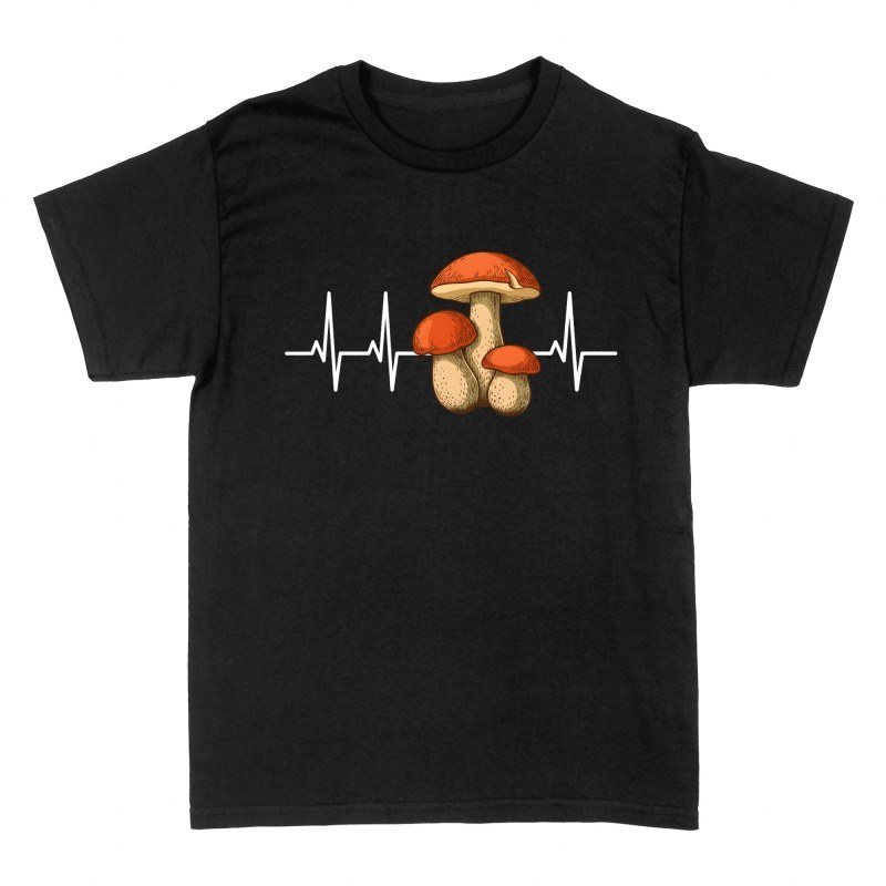 T-shirts: Mushroom Heartbeat ECG Line