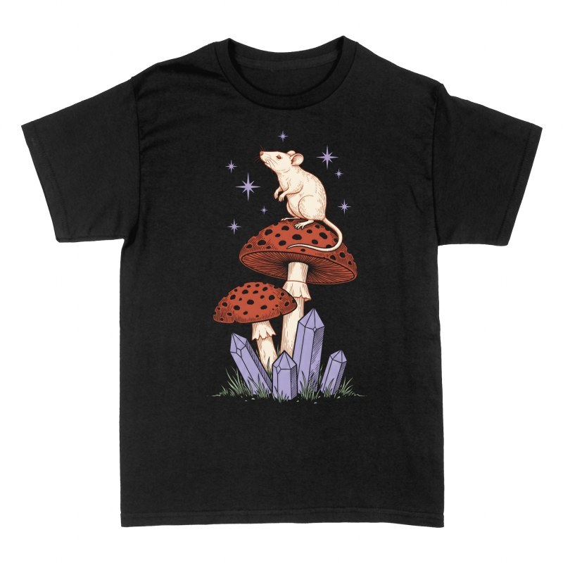 T-shirts: Mouse on Magic Mushroom &amp; Crystals